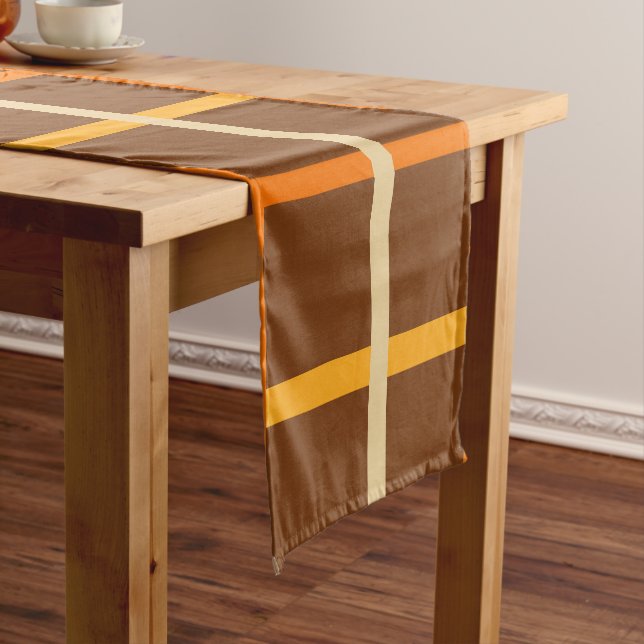 Autumn Plaid Pattern in Orange Green and Brown Short Table Runner (In Situ)