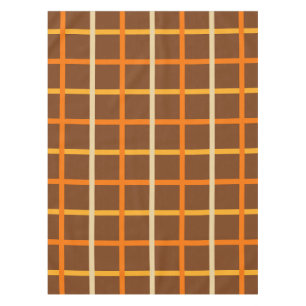 Autumn Plaid Pattern in Orange Green and Brown Tablecloth