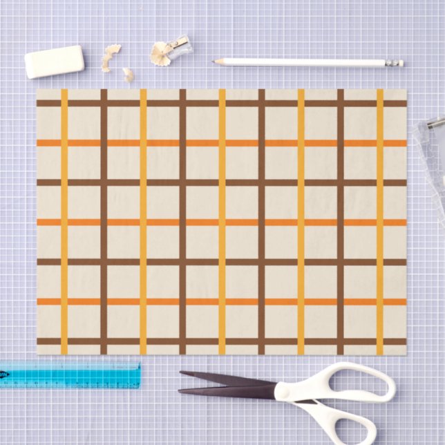 Autumn Plaid Pattern in Orange Green and Brown Tissue Paper (Craft)