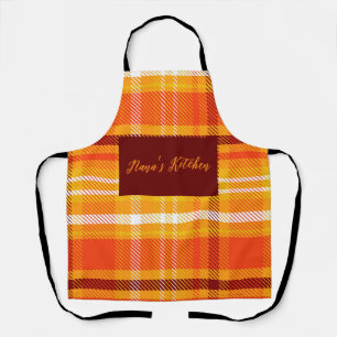 Autumn Plaid Tartan Home Decor Fall Season Apron