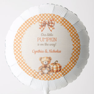 Autumn Plaid Teddy Bear Pumpkin Balloon