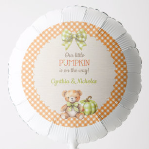 Autumn Plaid Teddy Bear Pumpkin Balloon