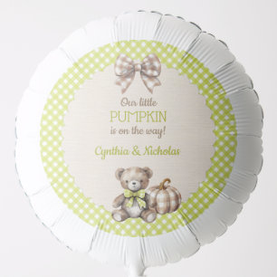 Autumn Plaid Teddy Bear Pumpkin Balloon
