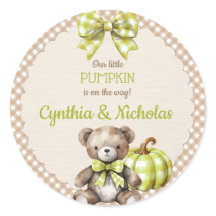 Autumn Plaid Teddy Bear Pumpkin Green Beige