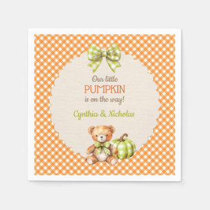 Autumn Plaid Teddy Bear Pumpkin Napkins