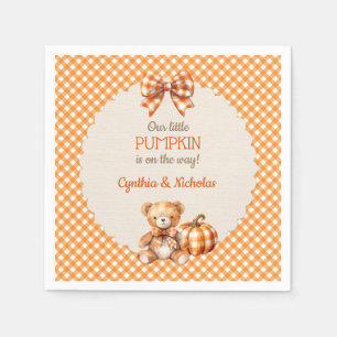 Autumn Plaid Teddy Bear Pumpkin Napkins