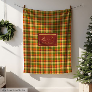 Autumn Plaid Throw Blanket Cozy Custom Name Accent