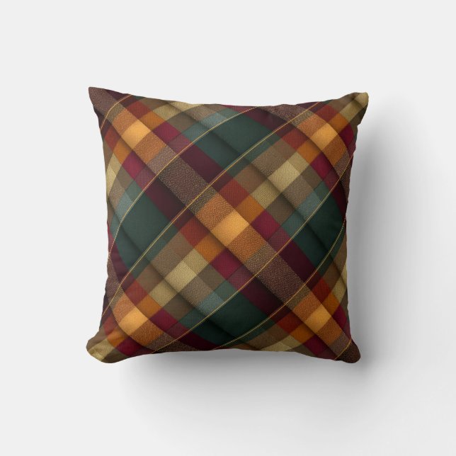 Autumn Plaid Throw Pillow (Front)