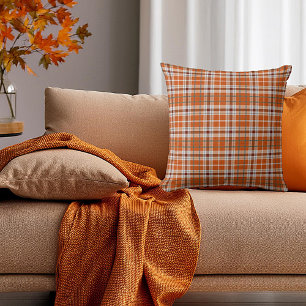 Autumn plaid throw pillow