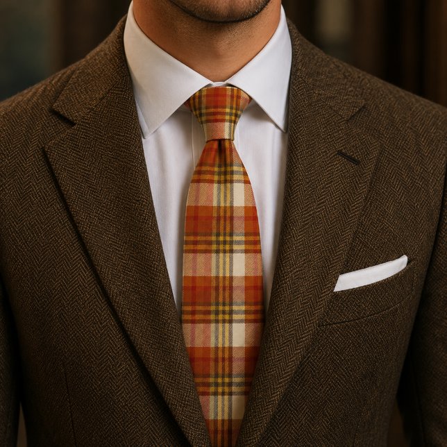 Autumn Plaid  Warm Orange & Rust  Neck Tie (Creator Uploaded)