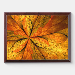 Autumn Plant, Modern Abstract Fractal Art Leaf Award Plaque