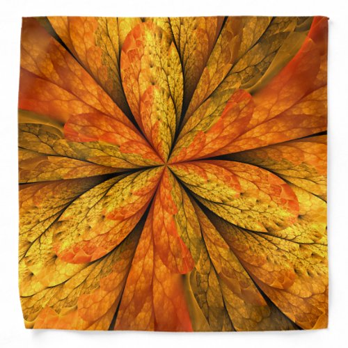 Autumn Plant Modern Abstract Fractal Art Leaf Bandana