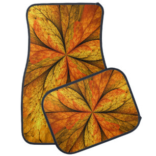 Autumn Plant, Modern Abstract Fractal Art Leaf Car Floor Mat