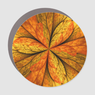 Autumn Plant, Modern Abstract Fractal Art Leaf Car Magnet