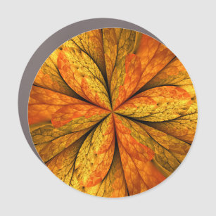 Autumn Plant, Modern Abstract Fractal Art Leaf Car Magnet