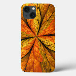 Autumn Plant, Modern Abstract Fractal Art Leaf iPhone 13 Case