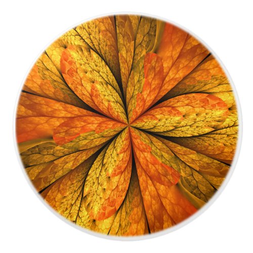 Autumn Plant Modern Abstract Fractal Art Leaf Ceramic Knob