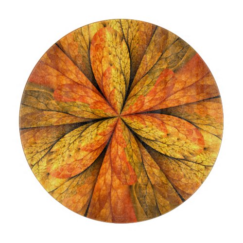 Autumn Plant Modern Abstract Fractal Art Leaf Cutting Board