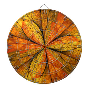 Autumn Plant, Modern Abstract Fractal Art Leaf Dart Board