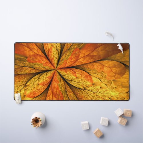 Autumn Plant Modern Abstract Fractal Art Leaf Desk Mat