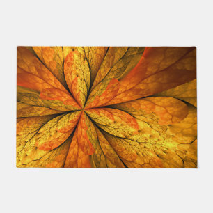 Autumn Plant, Modern Abstract Fractal Art Leaf Doormat