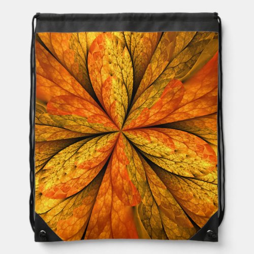 Autumn Plant Modern Abstract Fractal Art Leaf Drawstring Bag
