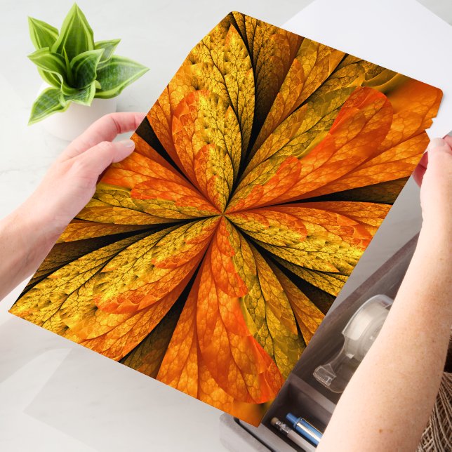 Autumn Plant, Modern Abstract Fractal Art Leaf Envelope Mailers (Desk)