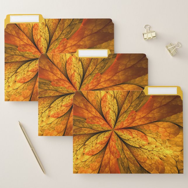 Autumn Plant, Modern Abstract Fractal Art Leaf File Folder (Set)