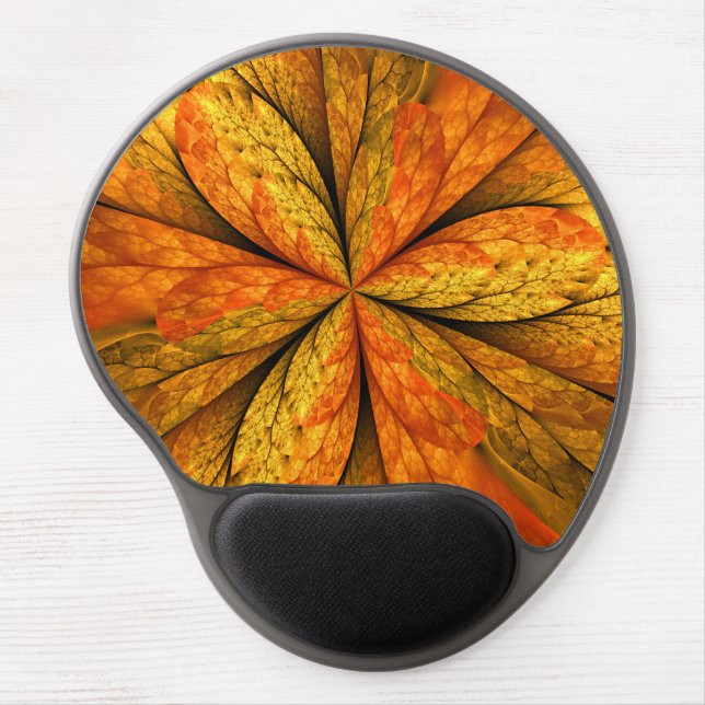 Autumn Plant, Modern Abstract Fractal Art Leaf Gel Mouse Pad (Front)
