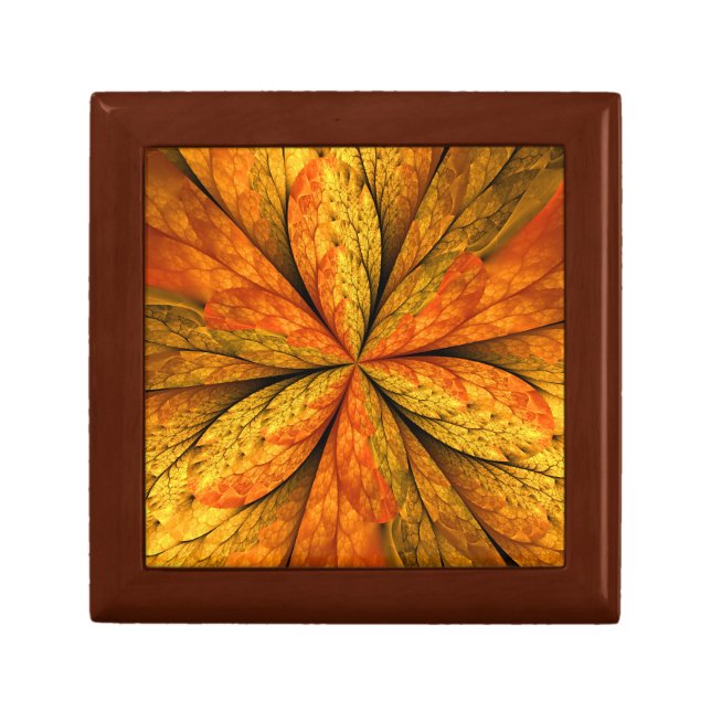 Autumn Plant, Modern Abstract Fractal Art Leaf Gift Box (Front)