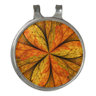 Autumn Plant, Modern Abstract Fractal Art Leaf Golf Hat Clip