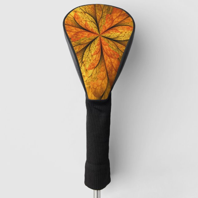 Autumn Plant, Modern Abstract Fractal Art Leaf Golf Head Cover (Front)