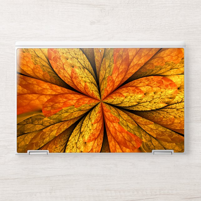 Autumn Plant, Modern Abstract Fractal Art Leaf HP Laptop Skin (Front)