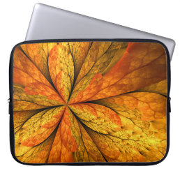 Autumn Plant, Modern Abstract Fractal Art Leaf Laptop Sleeve