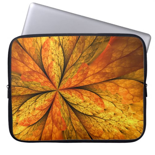 Autumn Plant Modern Abstract Fractal Art Leaf Laptop Sleeve