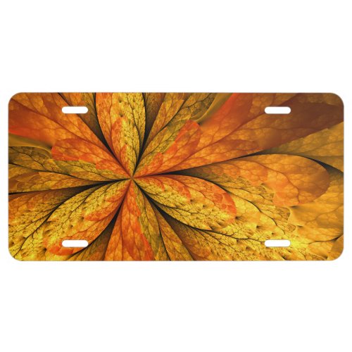 Autumn Plant Modern Abstract Fractal Art Leaf License Plate
