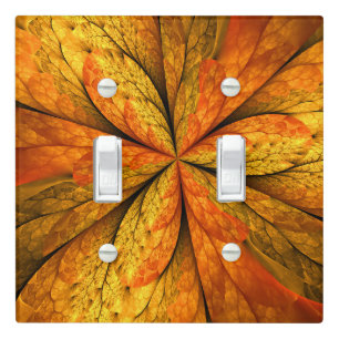 Autumn Plant, Modern Abstract Fractal Art Leaf Light Switch Cover