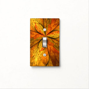 Autumn Plant, Modern Abstract Fractal Art Leaf Light Switch Cover
