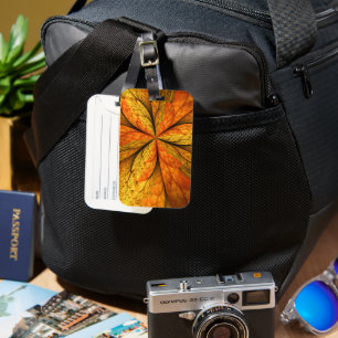 Autumn Plant, Modern Abstract Fractal Art Leaf Luggage Tag