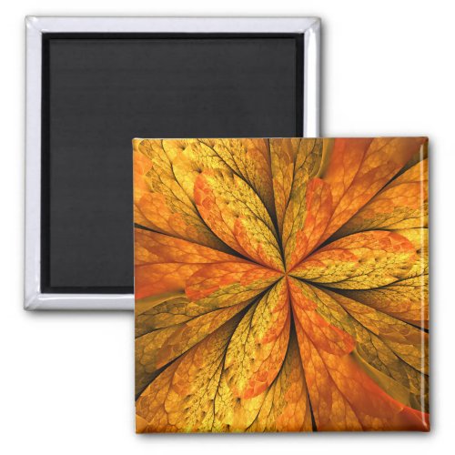 Autumn Plant Modern Abstract Fractal Art Leaf Magnet