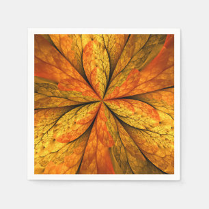 Autumn Plant, Modern Abstract Fractal Art Leaf Napkins