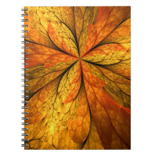 Autumn Plant, Modern Abstract Fractal Art Leaf Notebook