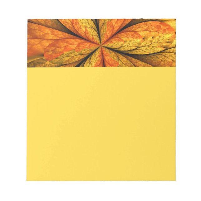 Autumn Plant, Modern Abstract Fractal Art Leaf Notepad (Front)