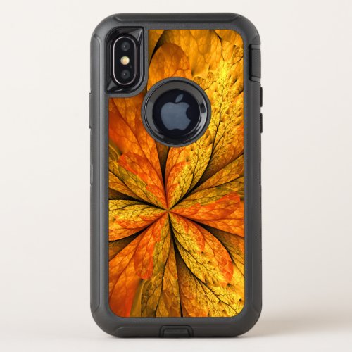 Autumn Plant Modern Abstract Fractal Art Leaf OtterBox Defender iPhone X Case