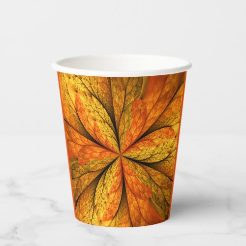 Autumn Plant Modern Abstract Fractal Art Leaf Paper Cups