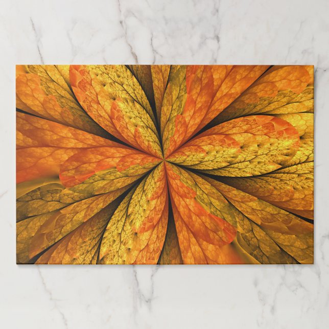 Autumn Plant, Modern Abstract Fractal Art Leaf Paper Pad (Front)