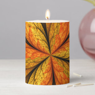 Autumn Plant, Modern Abstract Fractal Art Leaf Pillar Candle