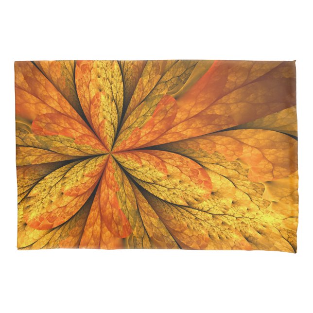 Autumn Plant, Modern Abstract Fractal Art Leaf Pillow Case (Front)