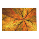 Autumn Plant, Modern Abstract Fractal Art Leaf Placemat