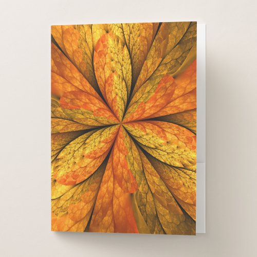 Autumn Plant Modern Abstract Fractal Art Leaf Pocket Folder